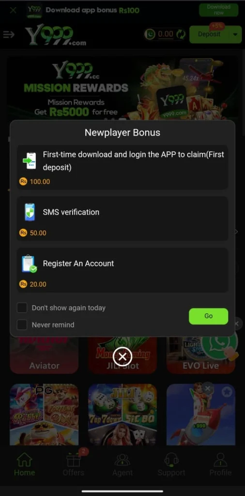 Y999 Game New Player Bonus